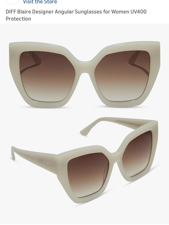 Diff Eyewear Accessories - Blaire Women's Angular Sunglasses in Ivory with Gradient Brown Lenses